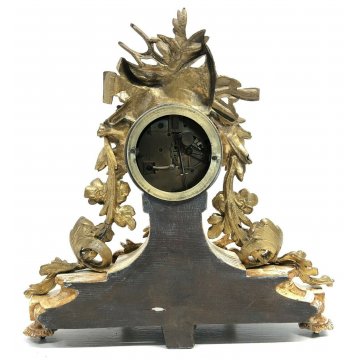 ANTICO OROLOGIO TAVOLO ANTIMONIO DORATO PUTTI PARIGINA LIBERTY 900 PENDOLO EPOCA