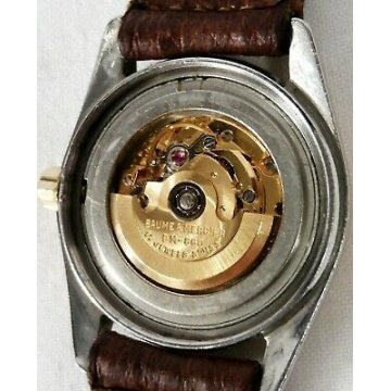 OROLOGIO POLSO LUSSO Baume & Mercier BAUMATIC anni 60 ACCIAIO ORO OLD WATCH DATA