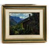 QUADRO DIPINTO Bartolomeo Piovano PAESAGGIO MONTANO Chapmoluc VALLE D'AOSTA '900