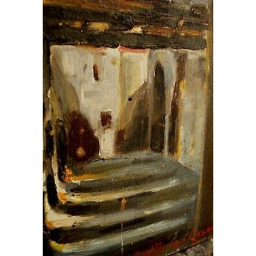 ANTICO PICCOLO DIPINTO OLIO TAVOLA Cattaneo Cesare PAESAGGIO NASCA 1929