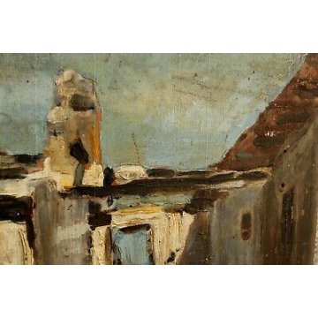 ANTICO PICCOLO DIPINTO OLIO TAVOLA Cattaneo Cesare PAESAGGIO NASCA 1929