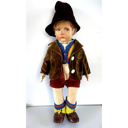 ANTICA BAMBOLA Lenci SERIE 300 SCHOOL BOY JUETES DOLL Poupé 43 cm/h FELT 1930