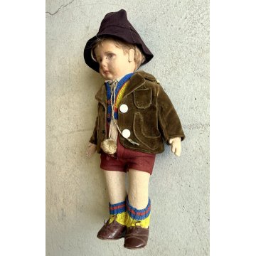 ANTICA BAMBOLA Lenci SERIE 300 SCHOOL BOY JUETES DOLL Poupé 43 cm/h FELT 1930