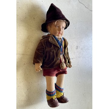 ANTICA BAMBOLA Lenci SERIE 300 SCHOOL BOY JUETES DOLL Poupé 43 cm/h FELT 1930