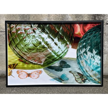 GRANDE QUANDRO DESIGN MICOL SABBADINI FOTO LASTRA METALLO MODERN ITALY FARFALLE