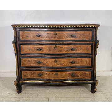 ANTICO COMÒ CANTERANO LOMBARDO LEGNO NOCE 4 CASSETTI 1600 BERGAMASCO CASSETTONE