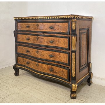 ANTICO COMÒ CANTERANO LOMBARDO LEGNO NOCE 4 CASSETTI 1600 BERGAMASCO CASSETTONE