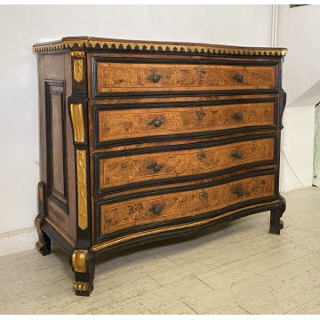 ANTICO COMÒ CANTERANO LOMBARDO LEGNO NOCE 4 CASSETTI 1600 BERGAMASCO CASSETTONE