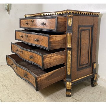 ANTICO COMÒ CANTERANO LOMBARDO LEGNO NOCE 4 CASSETTI 1600 BERGAMASCO CASSETTONE