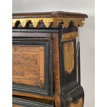 ANTICO COMÒ CANTERANO LOMBARDO LEGNO NOCE 4 CASSETTI 1600 BERGAMASCO CASSETTONE