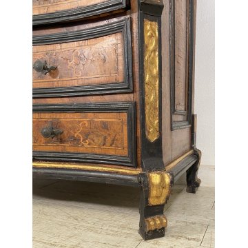 ANTICO COMÒ CANTERANO LOMBARDO LEGNO NOCE 4 CASSETTI 1600 BERGAMASCO CASSETTONE