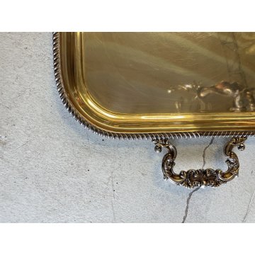 GRANDE VASSOIO 47x77 cm SILVERPLATED DECORO STILE BAROCCO SBALZO CONCHIGLIE '900