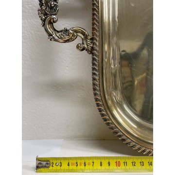 GRANDE VASSOIO 47x77 cm SILVERPLATED DECORO STILE BAROCCO SBALZO CONCHIGLIE '900