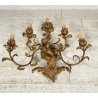 COPPIA ANTICHE APPLIQUE FERRO BATTUTO 1900 FOGLIE ORO 6 LUCI LAMPADA PARETE OLD