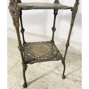 ANTICO TAVOLINO ETAGERE 3 RIPIANI SALOTTO BRONZO OTTONATO ANNI 40 SMALL TABLE