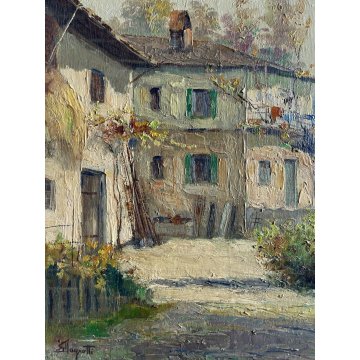 QUADRO DIPINTO OLIO Ercole Magrotti PAESAGGIO LAGO MAGGIORE LAGO VARESE '20/'30