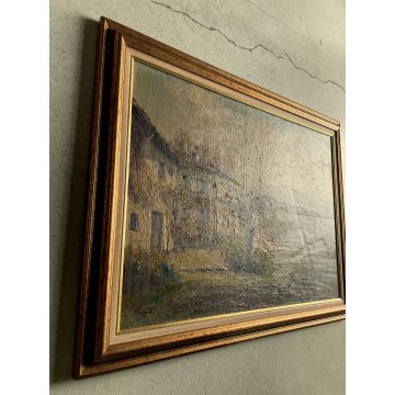 QUADRO DIPINTO OLIO Ercole Magrotti PAESAGGIO LAGO MAGGIORE LAGO VARESE '20/'30