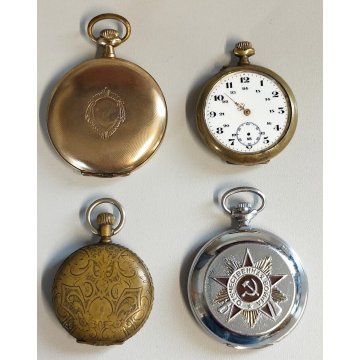 Lotto 4 pz ANTICO OROLOGIO TASCA Minimax Columbia Molnija EPOCA Old Pocket Watch