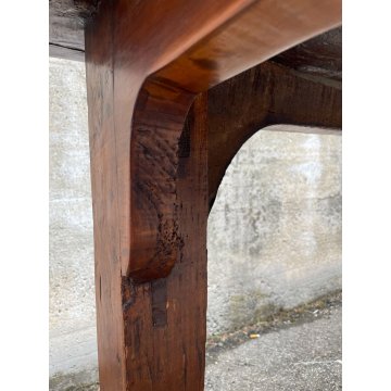 ANTICO GRANDE TAVOLO epoca 1600 LEGNO NOCE GAMBA QUADRA SALA PRANZO TABLE OLD