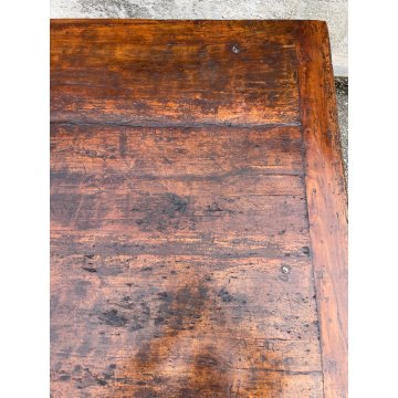 ANTICO GRANDE TAVOLO epoca 1600 LEGNO NOCE GAMBA QUADRA SALA PRANZO TABLE OLD