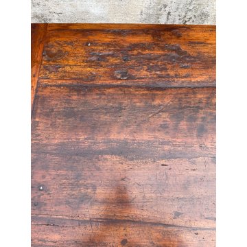 ANTICO GRANDE TAVOLO epoca 1600 LEGNO NOCE GAMBA QUADRA SALA PRANZO TABLE OLD