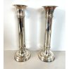 COPPIA PORTACANDELE TORCE' ARGENTO SCULTURA CANDELIERE CANDELABRO 30 cm SILVER