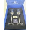 COPPIA CALICE VINO SWAROVSKI CON SCATOLA 21 cm CRISTALLO CRYSTAL DESIGN FLUTE