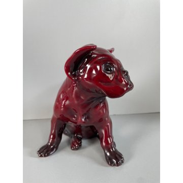 CANE GUIDO CACCIAPUOTI PORCELLANA Flambè DOG SCULTURA FIRMATO ITALY ANNI '60