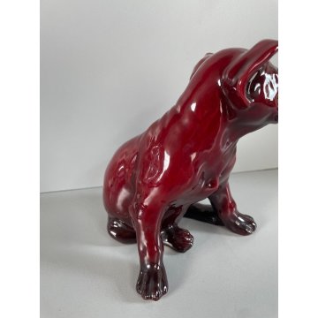 CANE GUIDO CACCIAPUOTI PORCELLANA Flambè DOG SCULTURA FIRMATO ITALY ANNI '60