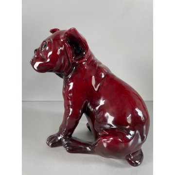 CANE GUIDO CACCIAPUOTI PORCELLANA Flambè DOG SCULTURA FIRMATO ITALY ANNI '60