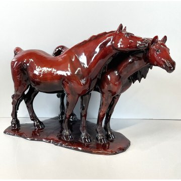 GRANDE SCULTURA CAVALLO GUIDO CACCIAPUOTI PORCELLANA FIRMATA ITALY '40 HORSE