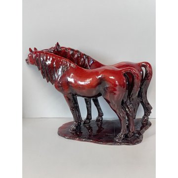 GRANDE SCULTURA CAVALLO GUIDO CACCIAPUOTI PORCELLANA FIRMATA ITALY '40 HORSE