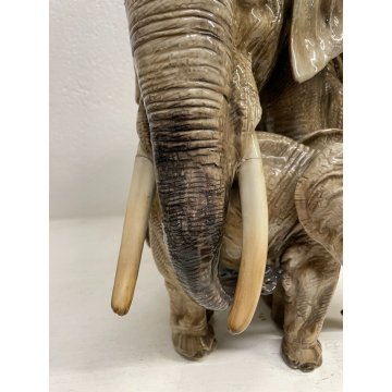 GRANDE RARA SCULTURA ELEFANTE GUIDO CACCIAPUOTI 35cm PORCELLANA FIRMATA ITALY 40