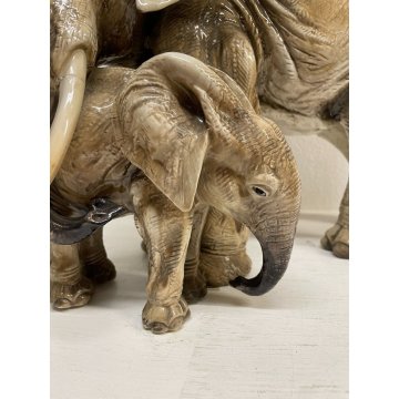 GRANDE RARA SCULTURA ELEFANTE GUIDO CACCIAPUOTI 35cm PORCELLANA FIRMATA ITALY 40