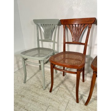 SET 4 SEDIA THONET PALMETTE ANTICA paglia di Vienna LEGNO FAGGIO CHAIR VINTAGE