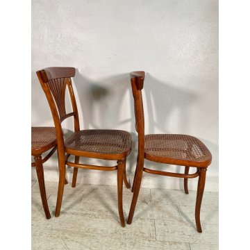 SET 4 SEDIA THONET PALMETTE ANTICA paglia di Vienna LEGNO FAGGIO CHAIR VINTAGE