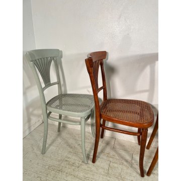 SET 4 SEDIA THONET PALMETTE ANTICA paglia di Vienna LEGNO FAGGIO CHAIR VINTAGE