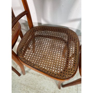 SET 4 SEDIA THONET PALMETTE ANTICA paglia di Vienna LEGNO FAGGIO CHAIR VINTAGE