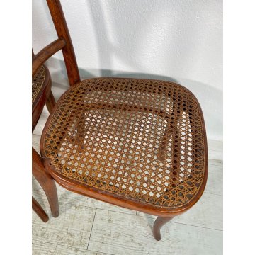 SET 4 SEDIA THONET PALMETTE ANTICA paglia di Vienna LEGNO FAGGIO CHAIR VINTAGE