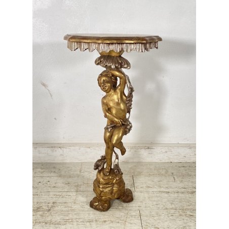 TAVOLINO LEGNO LASOTTO PUTTO LIBERTY META 900 TAVOLO BASSO TABLE DORATO EPOCA