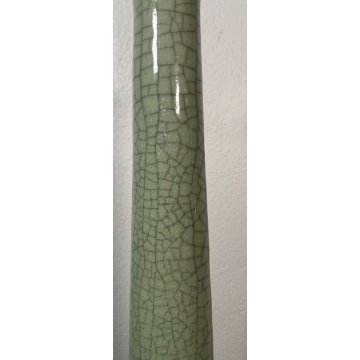 GRANDE VASO LAMPADA CERAMICA MAIOLICA VERDE FIRMATO 105 cm/h ENORME VASE cracle