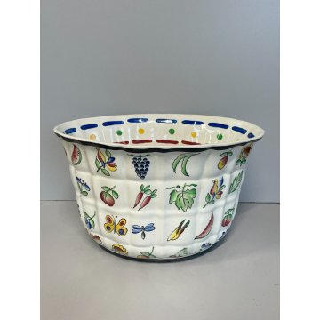 CIOTOLA GIO PONTI CERAMICA RICHARD GINORI CACHEPOT OVALE FRUTTA DECORO VASE VASO