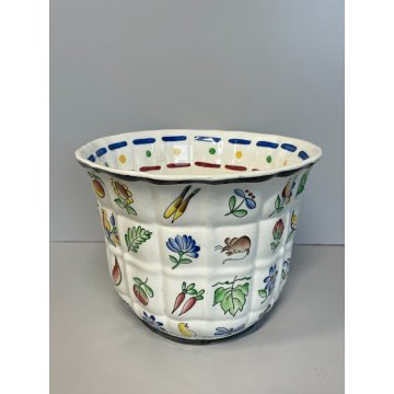 CIOTOLA GIO PONTI CERAMICA RICHARD GINORI CACHEPOT OVALE FRUTTA DECORO VASE VASO