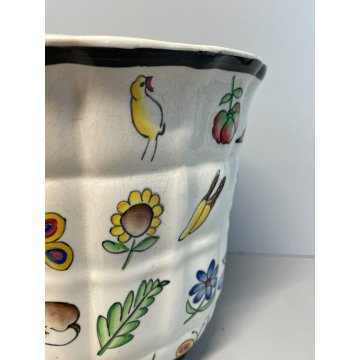 CIOTOLA GIO PONTI CERAMICA RICHARD GINORI CACHEPOT OVALE FRUTTA DECORO VASE VASO