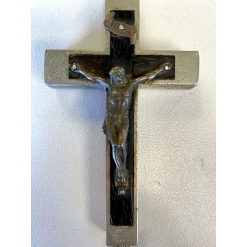 antico CROCIFISSO con RELIQUIA croce RELIQUIARIO CRISTO religioso MARIA EX VOTO