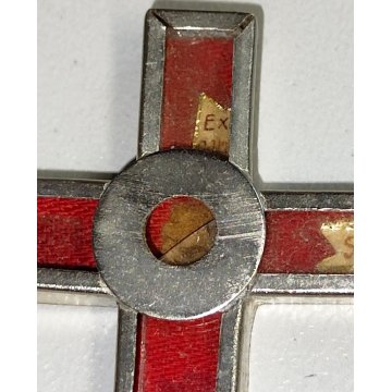 antico CROCIFISSO con RELIQUIA croce RELIQUIARIO CRISTO religioso MARIA EX VOTO