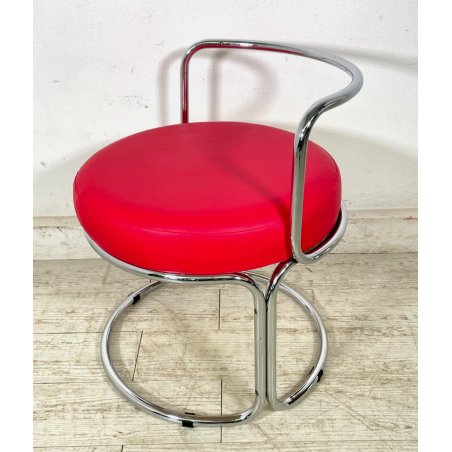 SEDIA DESIGN GAE AULENTI SEDUTA ROSSA CHAIR POLTRONA VINTAGE  SGABELLO PELLE OLD