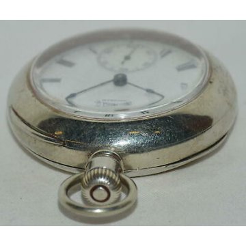 ANTICO OROLOGIO TASCA American Waltham DUEBER SILVERINE 1900 OLD POCKET WATCH