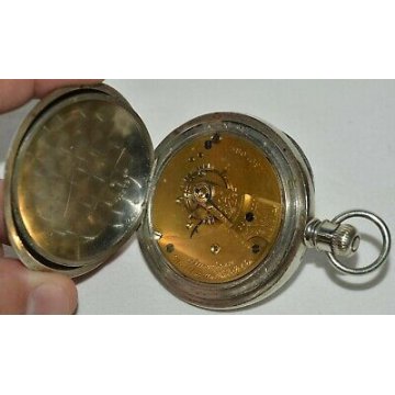 ANTICO OROLOGIO TASCA American Waltham DUEBER SILVERINE 1900 OLD POCKET WATCH