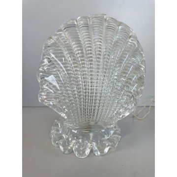 ANTICA LAMPADA ABATJOUR DECO' CONCHIGLIA VETRO MURANO TRASPARENTE 19 cm/h '40